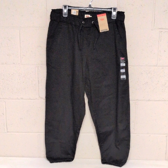 Women's Levi's Stretch Elastic Waist Black Denim Joggers size Large NWT - Picture 1 of 9